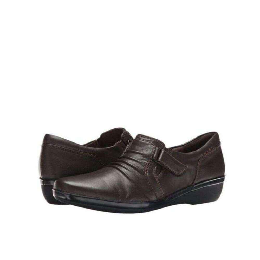 Clarks Everlay Coda Dark Brown Leathers Shoes Size 7M Slip On